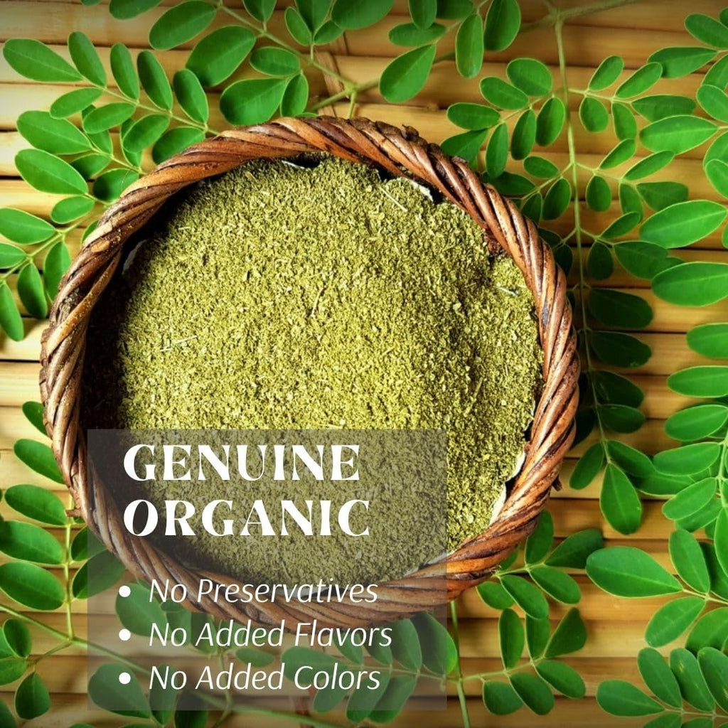 Organic Moringa Powder - Raw Sun Dried Oleifera Leaf Powder - for Healthy Herbal Tea, Smoothies, Sauces, and Dips