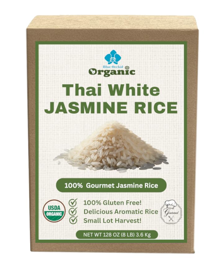 Organic Thai White Jasmine Rice | Premium Aromatic Gourmet Grain | USDA Certified Small Lot Eco-Farmed | Gluten Free