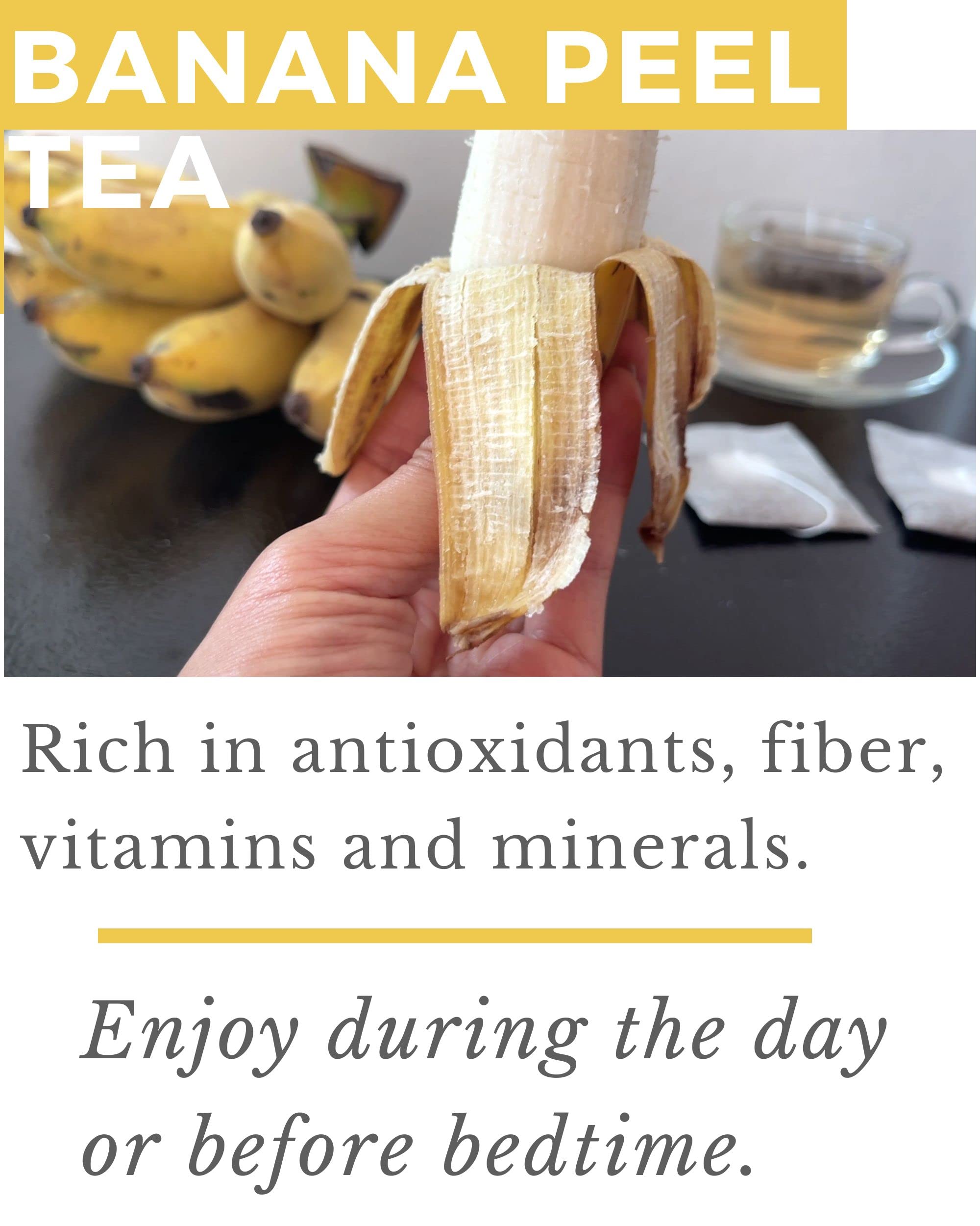 Organic Banana Peel Tea - Relaxation Thai Herbal Drink - From Sun Dried Ripe Banana Peels - 40 Count Tea Bags - Caffeine Free