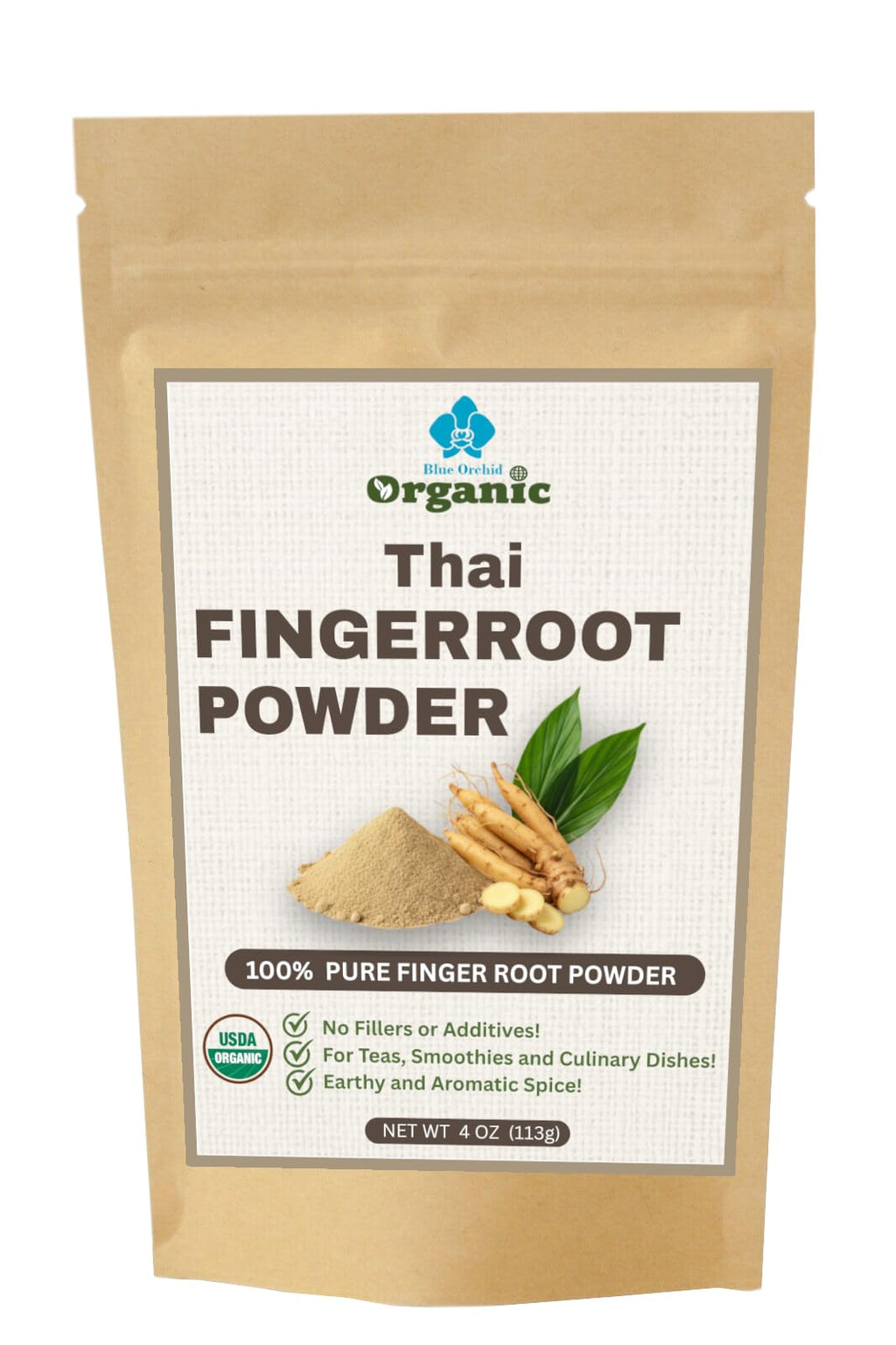 Organic Fingerroot Powder | Pure Thai Krachai Powder | USDA Certified Chinese Key Spice | Kunci Root Powder for Curries, Healthy Smoothies