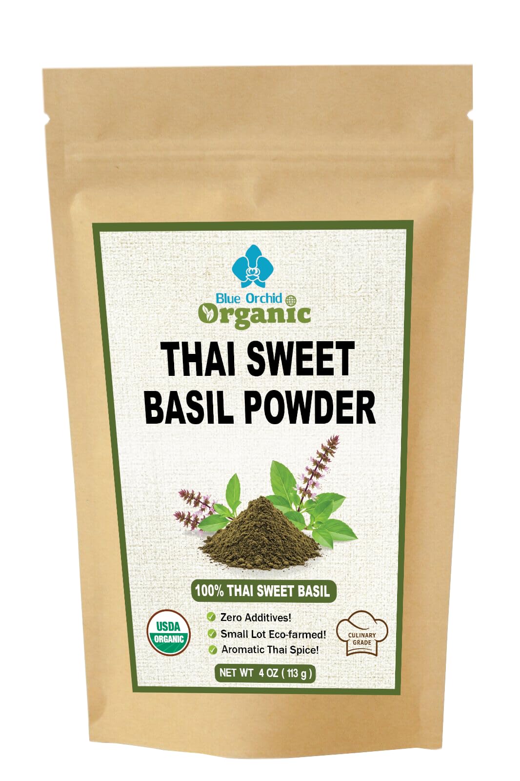Organic Sweet Basil Powder - Premium Ground Thai Spice - Culinary Seasoning for Soups, Sauces, Pasta, and Pesto