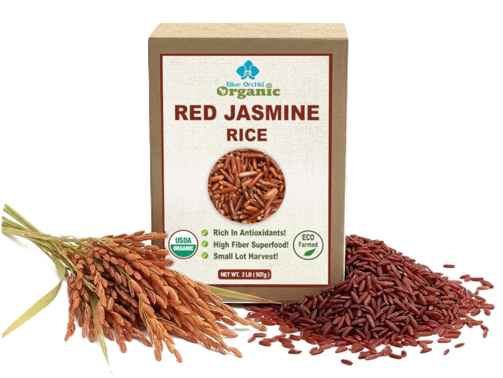Organic Thai Red Jasmine Rice - Gluten Free - Preservative Free - Small Lot Farmed from Thailand - 2 LB