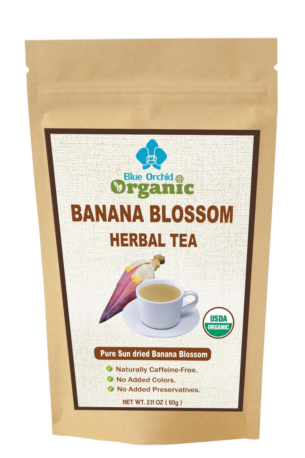 Organic Banana Blossom Tea - Sun Dried Blossoms Loose Flower - Caffeine Free Herbal Drink 2.11 OZ