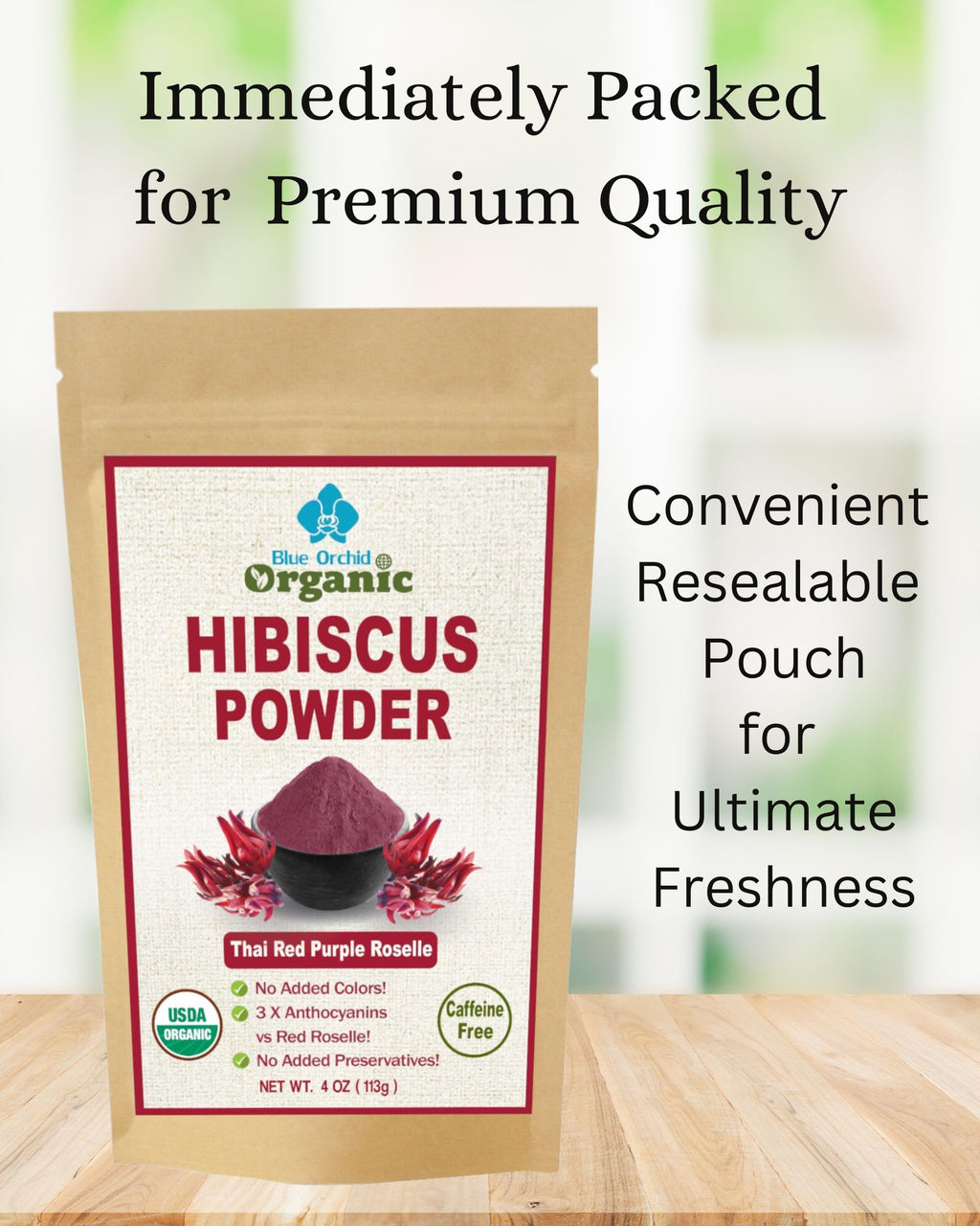 USDA Certified Organic Hibiscus Flower Powder - Sun Dried Thai Red Purple Roselle Herb - Matcha Powder for Tea Drinks Health Beauty