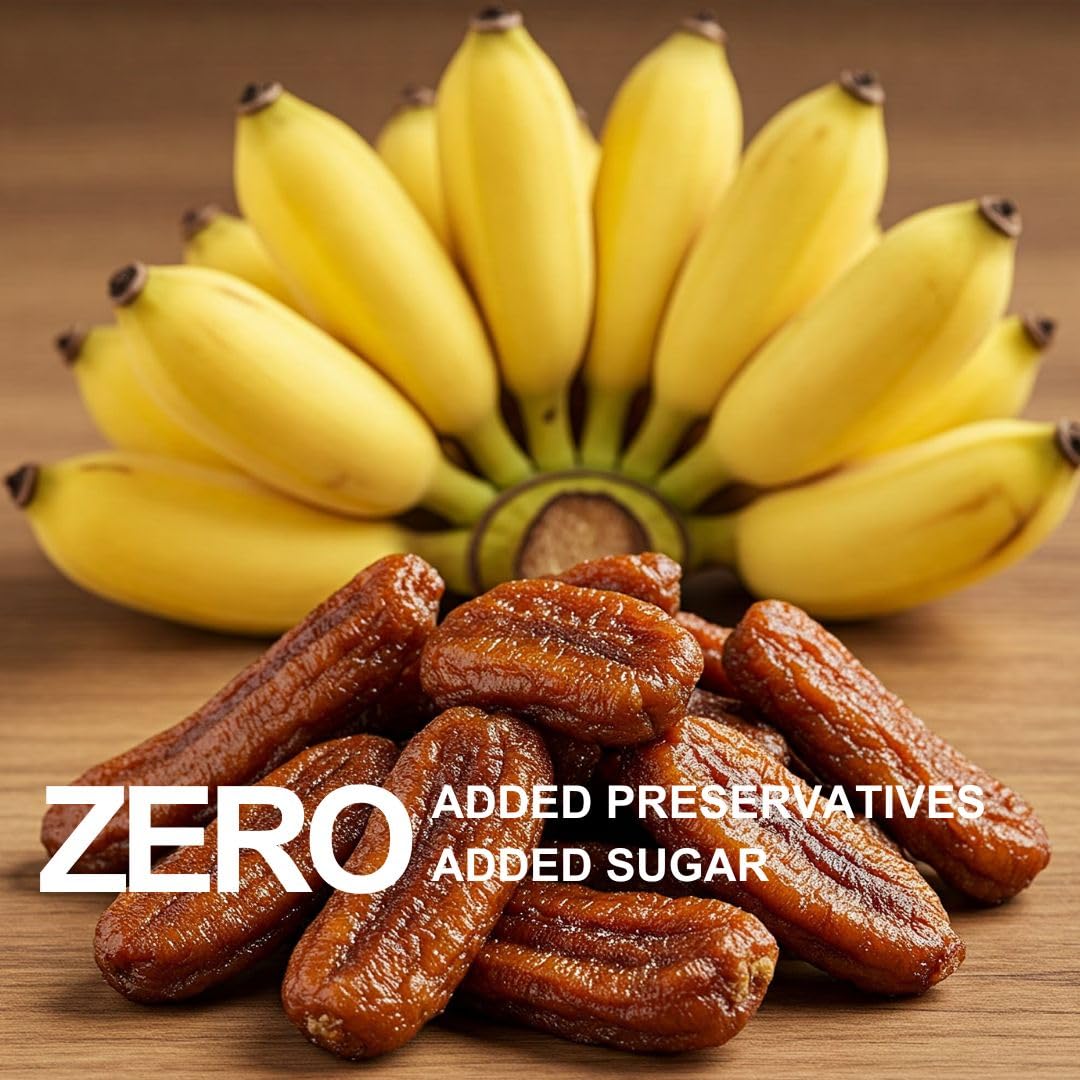 Organic Sun Dried Whole Bananas | No Sugar Added | No Preservatives | Unsulfured | Soft and Chewy Little Banana | Thai Natural Fruit Snacks | Super Potassium Snack (4 LB Whole Bananas)
