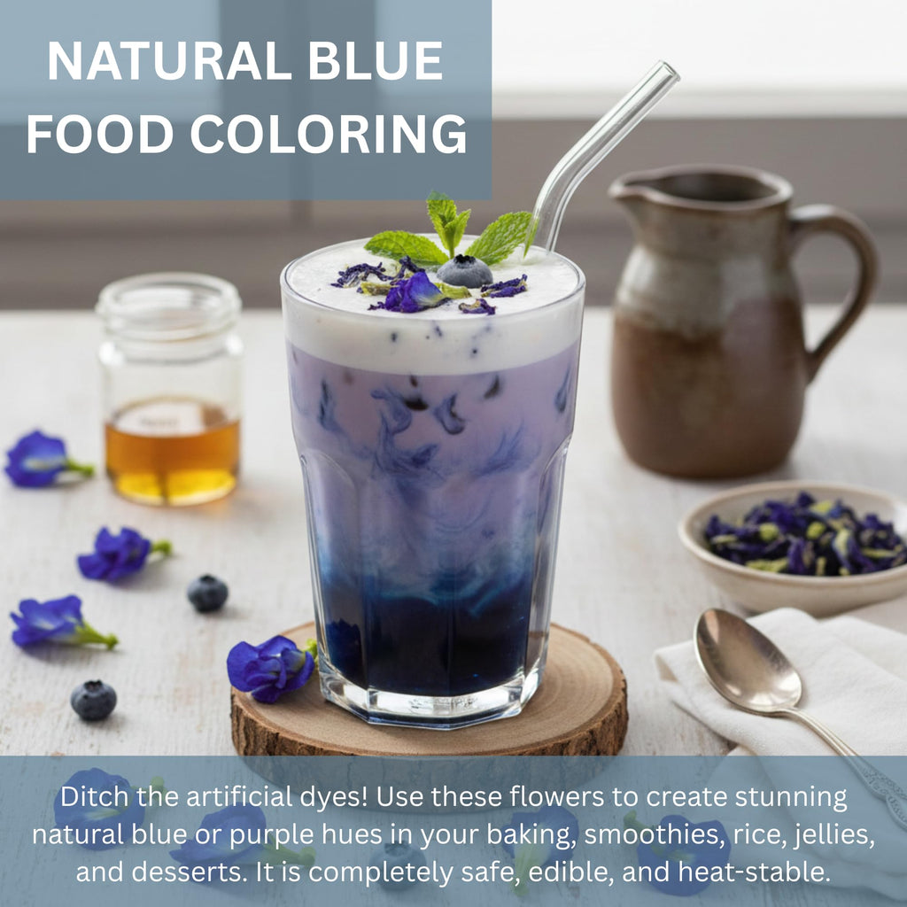 Organic Butterfly Pea Flowers - Healthy Herbal Loose Leaf Blue Tea - Natural Food Coloring - Caffeine Free 1.75OZ