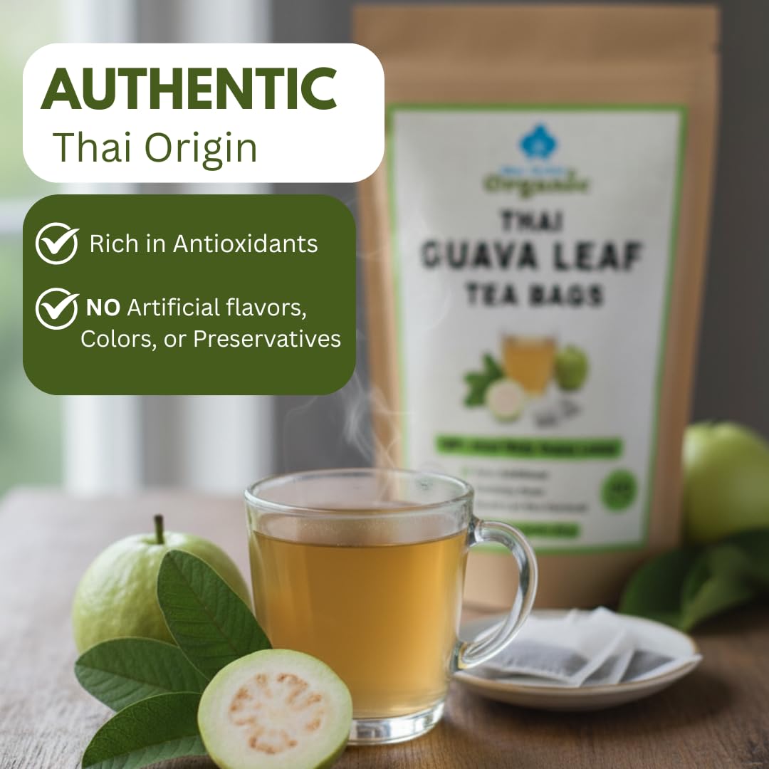 USDA Certified Natural Thai White Guava Leaf Herbal Tea Bags | Premium, Caffeine-Free, Rich in Antioxidants