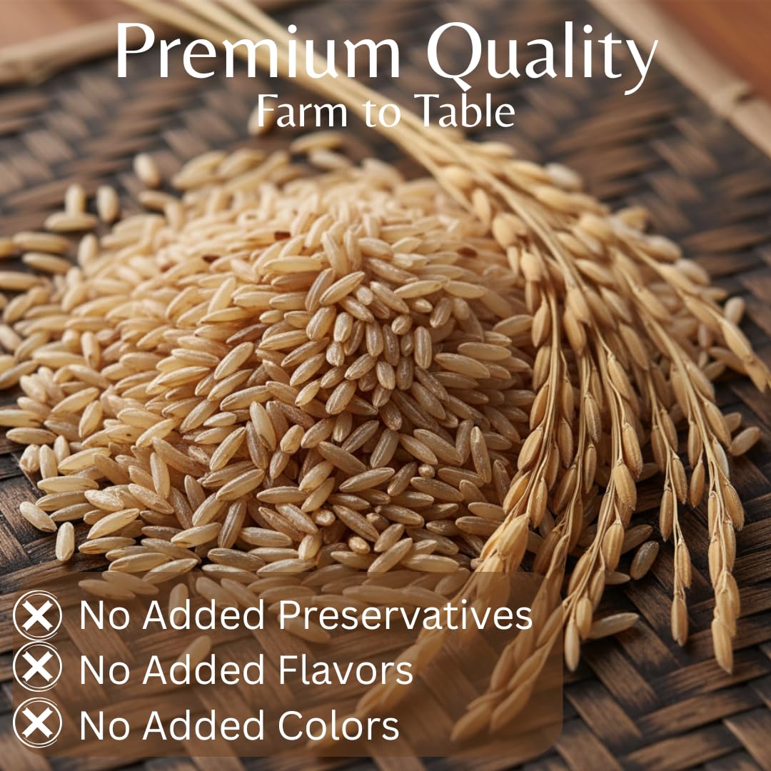 Organic Brown Jasmine Rice from Thailand Value Pack - Whole Grain Vegan Natural Healthy Superfood Gluten-free - 8 LB