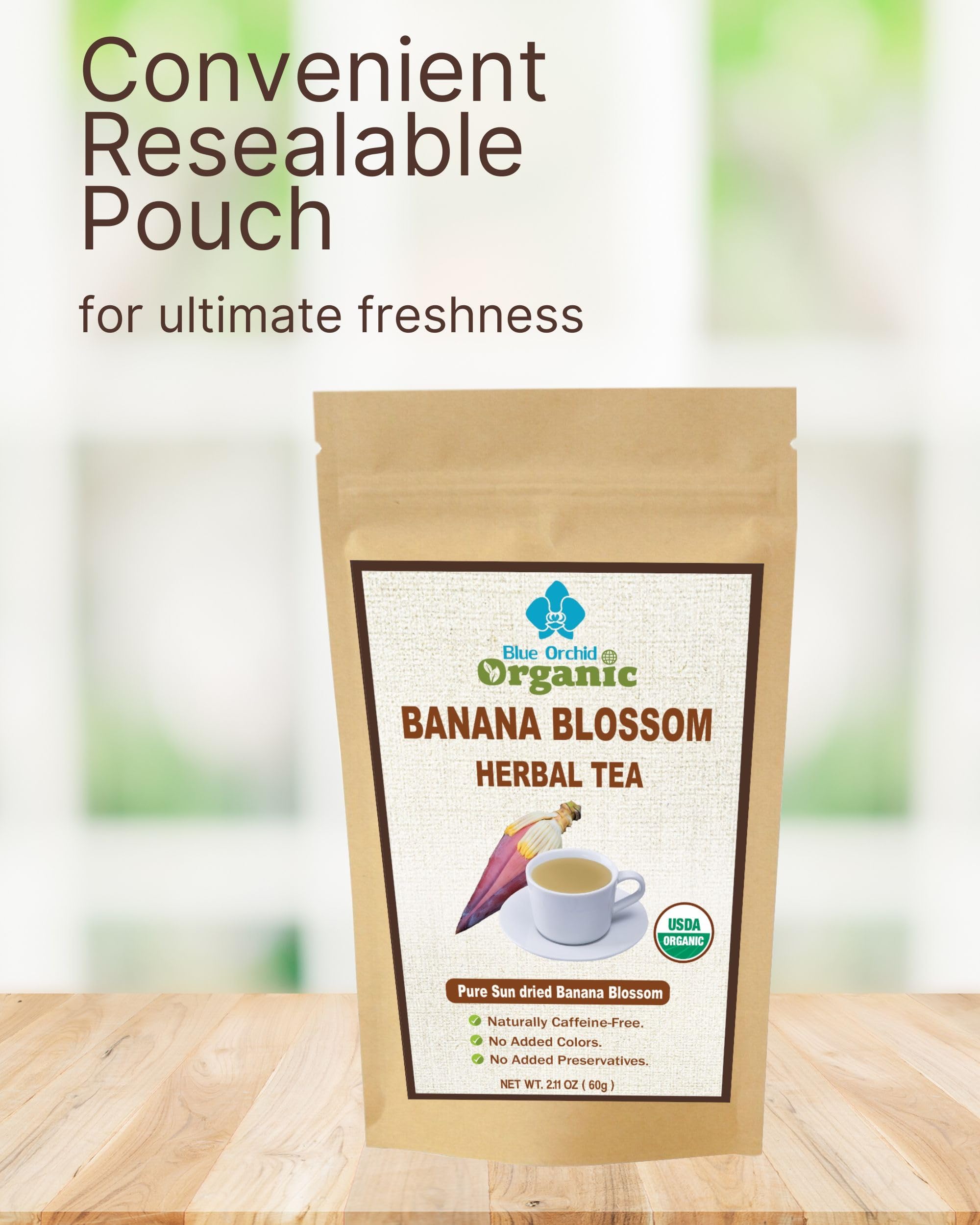 Organic Banana Blossom Tea - Sun Dried Blossoms Loose Flower - Caffeine Free Herbal Drink 2.11 OZ