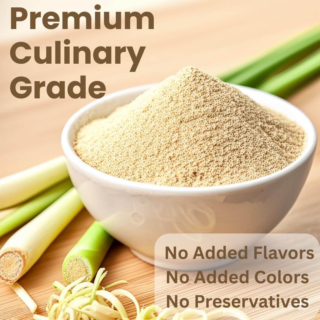 Lemongrass Powder | Organic Dried Thai Spice Herb | Freshly Ground Lemon Grass Stalks | Culinary Grade Seasoning for Cooking and Tea