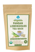Lemongrass Pandan Leaf Tea Bags - Relaxing Thai Herbal Gourmet Organic Tea - Caffeine Free - 40 Tea Bags