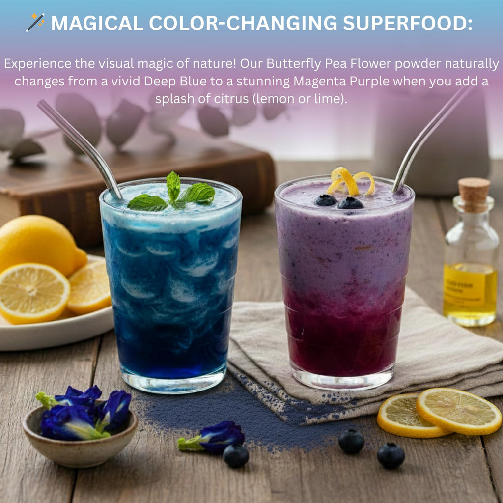 Butterfly Pea Flower Powder - Organic Blue Matcha Tea and Latte - Natural Food Coloring - 4 OZ