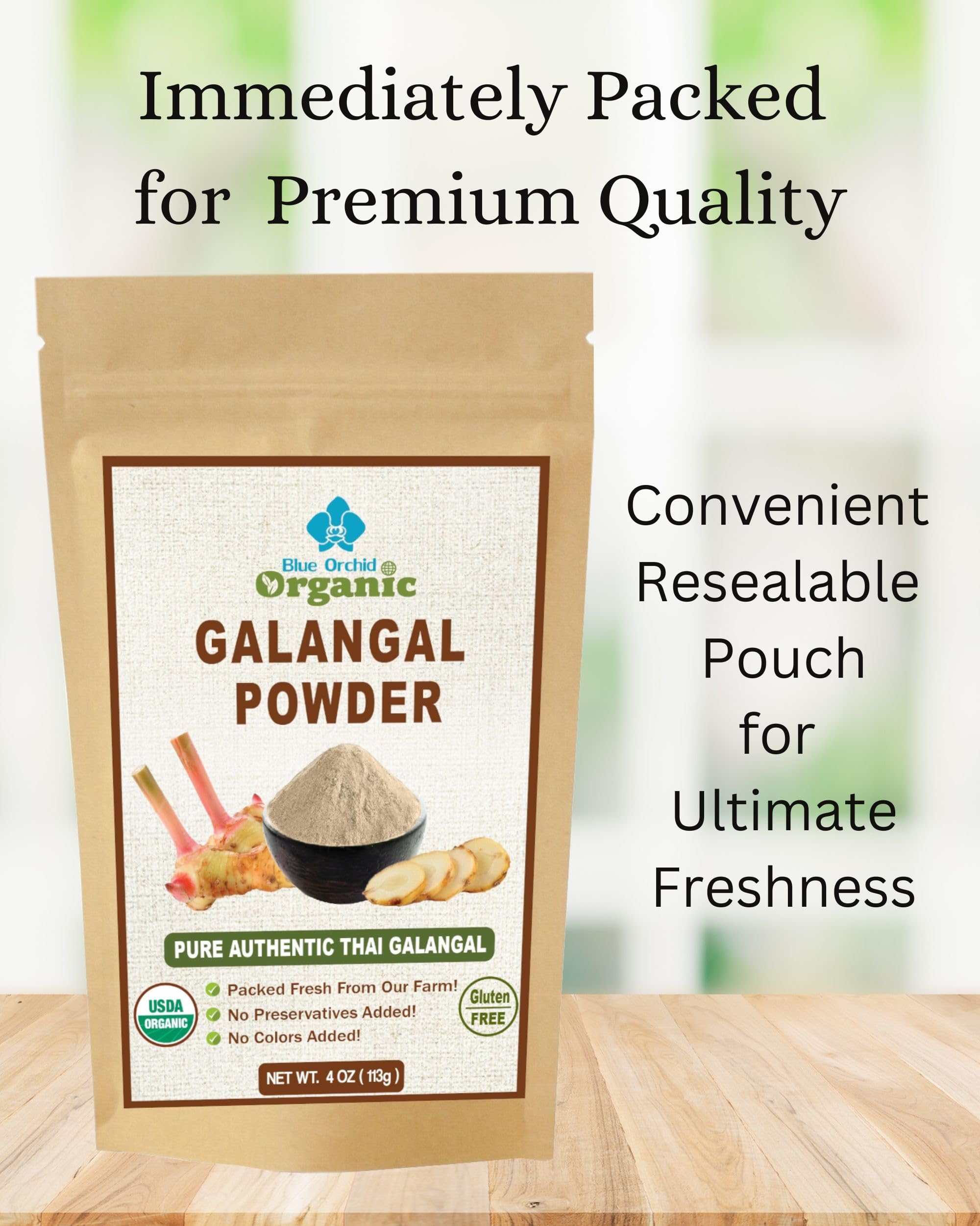 Organic Galangal Powder 4 OZ - Galanga Spice Seasoning in Asian Cooking - for Thai, Indonesian, and Malaysian Cuisine