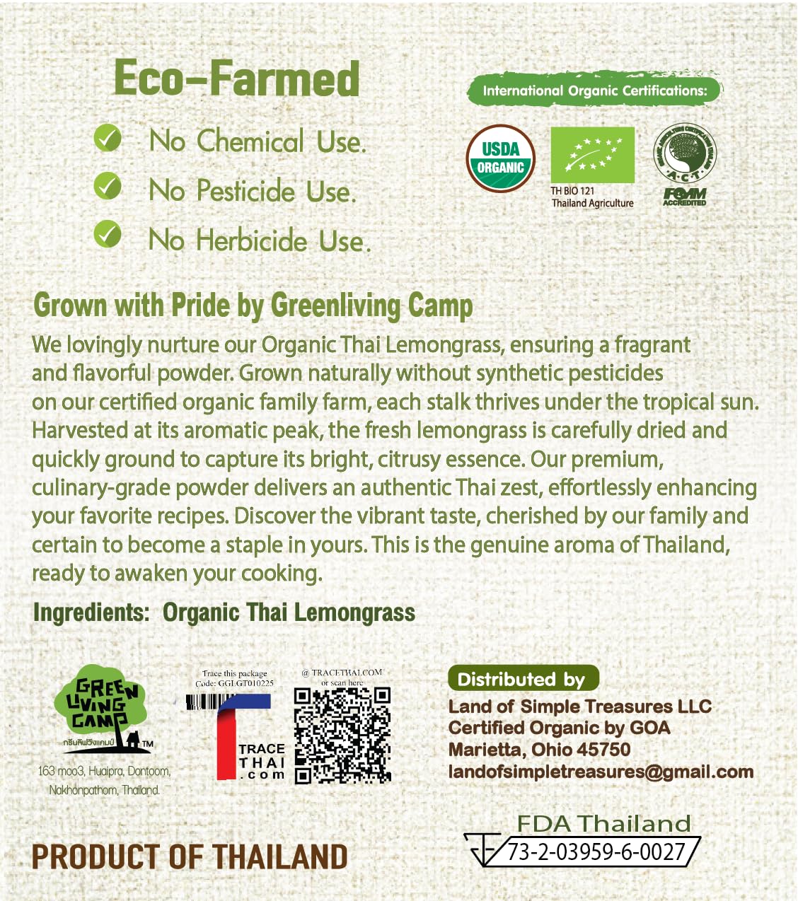 Lemongrass Powder | Organic Dried Thai Spice Herb | Freshly Ground Lemon Grass Stalks | Culinary Grade Seasoning for Cooking and Tea