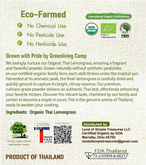 Lemongrass Powder | Organic Dried Thai Spice Herb | Freshly Ground Lemon Grass Stalks | Culinary Grade Seasoning for Cooking and Tea