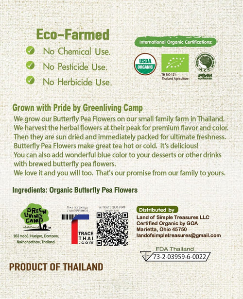 Butterfly Pea Flower Powder - Organic Blue Matcha Tea and Latte - Natural Food Coloring - 4 OZ