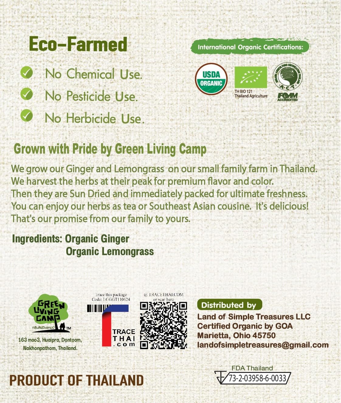 Organic Ginger Root and Lemongrass Tea Bags - Zesty Superfood Herbal Drink - Caffeine Free - 40 Natural Corn Fiber Sachets