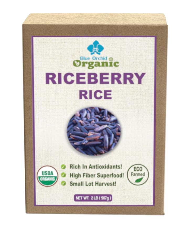 100% USDA Certified Organic Riceberry Rice - Purple Thai Black Jasmine Rice from Thailand - Gluten-free Healthy Gourmet Superfood