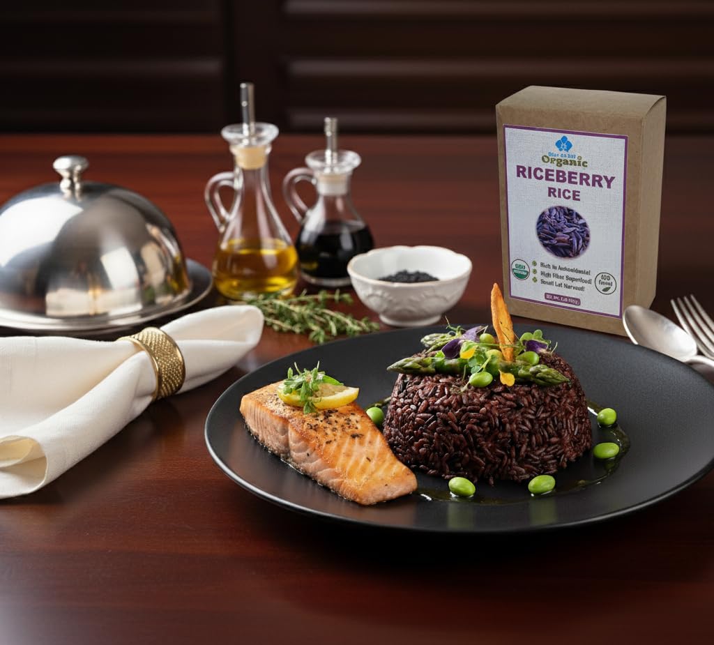 100% USDA Certified Organic Riceberry Rice - Purple Thai Black Jasmine Rice from Thailand - Gluten-free Healthy Gourmet Superfood