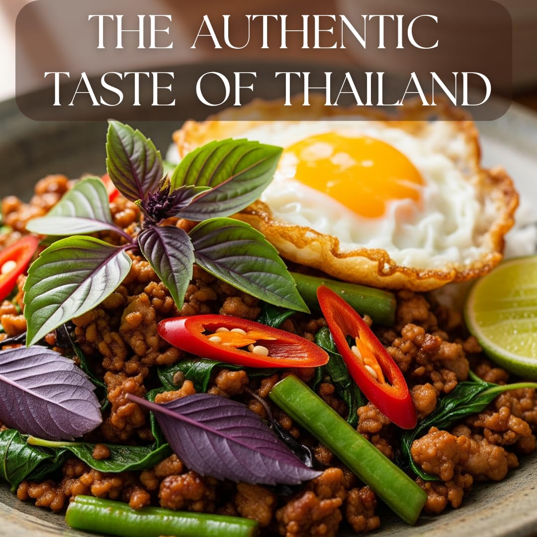 Organic Dried Thai Holy Basil Leaves 1 OZ - Hot & Aromatic - Essential Asian Cooking Herb & Spice - Perfect for Flavorful Soups, Stir-fries