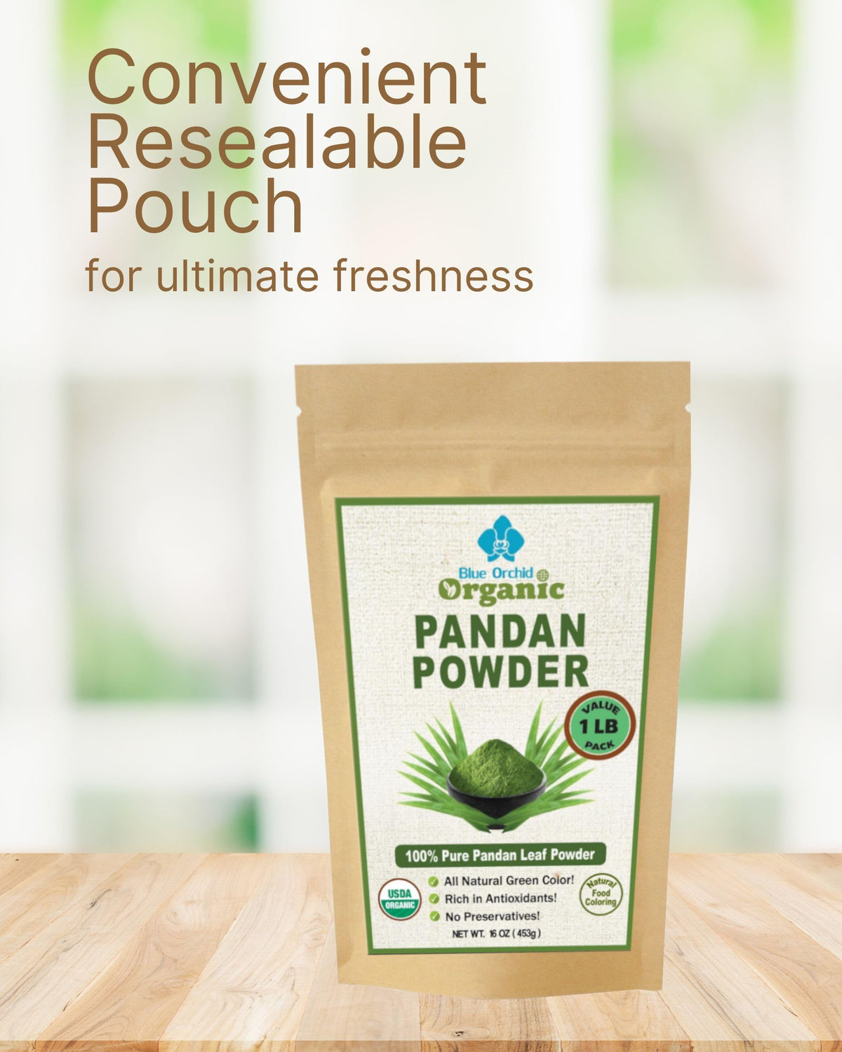 Organic Pandan Powder 16 OZ - Natural Green Food Coloring - Thai Herba ...