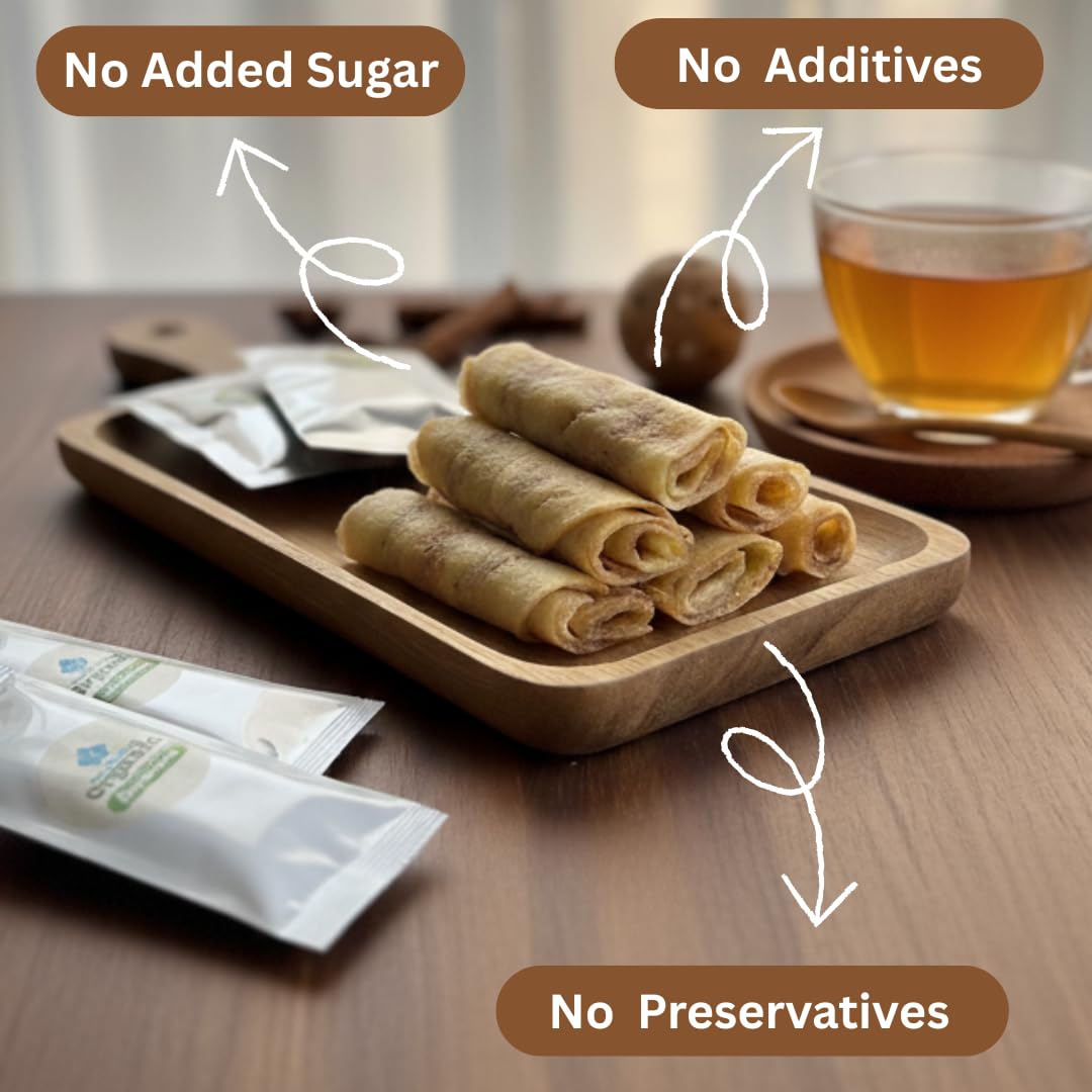 Organic Sun Dried Banana Snacks - Natural Fruit Leather No Sugar Added - No Preservatives - Unsulfured - Soft and Chewy - Bulk Value Pack