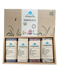 Certified Organic Thai Jasmine Rice Gift Set - Medley Rice 4 Kinds - Brown, Red, Purple Riceberry, Mixed Rice - 2 LB Eco Gift Set