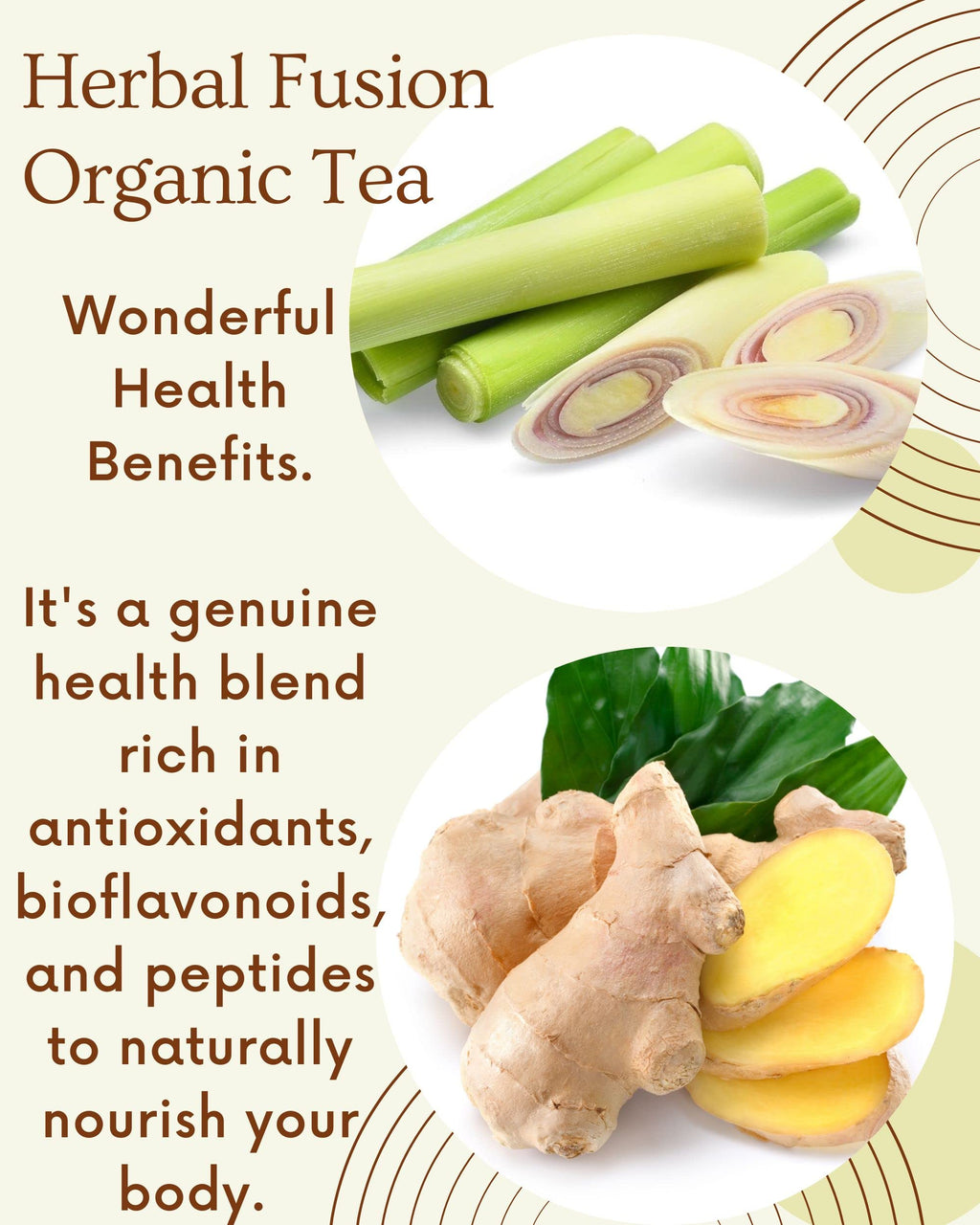 Organic Ginger Root and Lemongrass Tea Bags - Zesty Superfood Herbal Drink - Caffeine Free - 40 Natural Corn Fiber Sachets