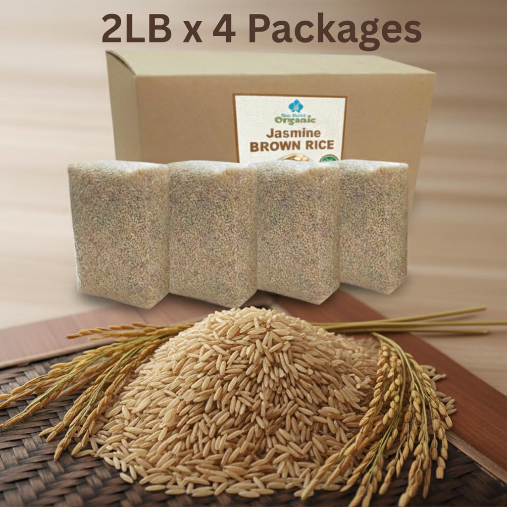 Organic Brown Jasmine Rice from Thailand Value Pack - Whole Grain Vegan Natural Healthy Superfood Gluten-free - 8 LB