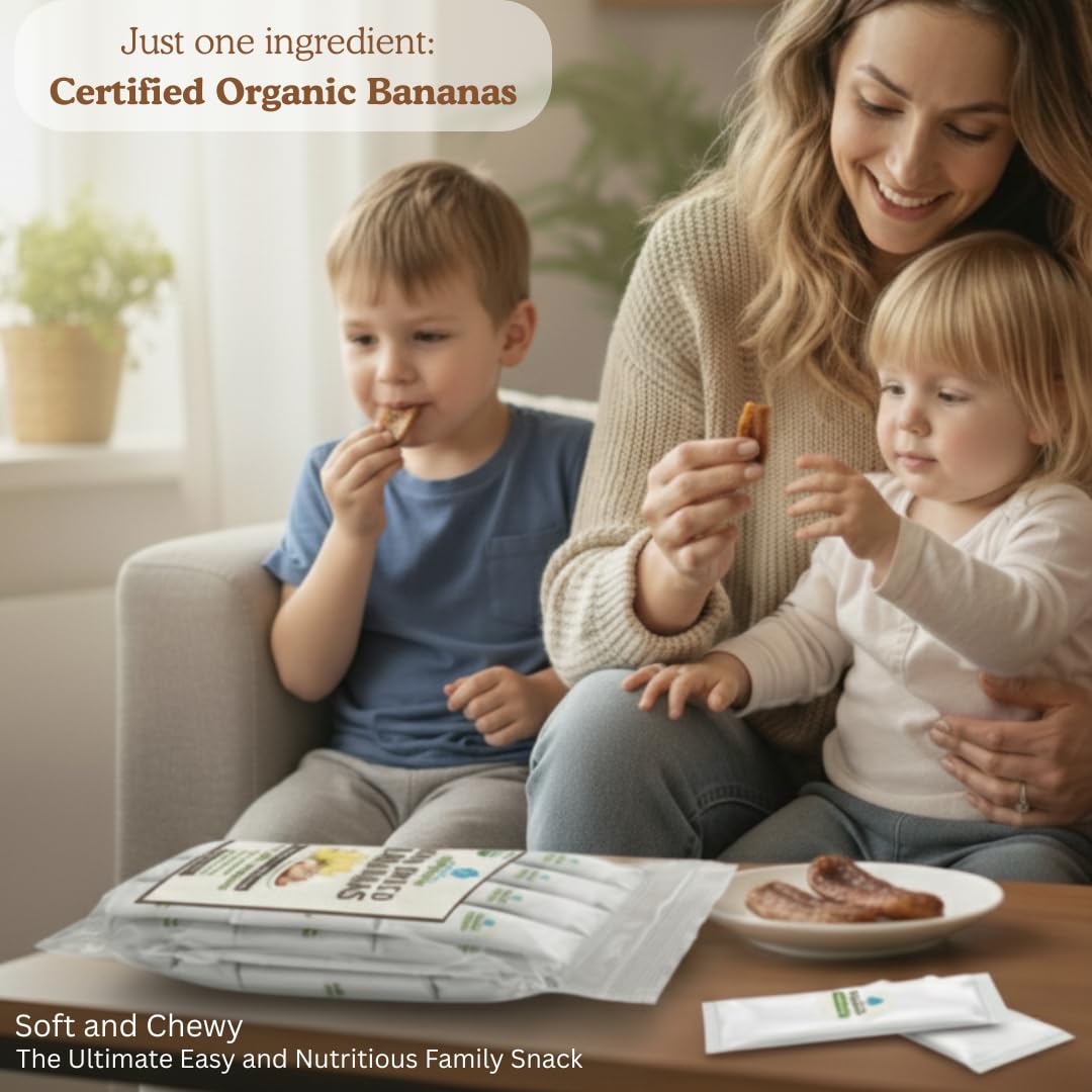 Organic Sun Dried Bananas Value Pack - Dried Fruit Individual Packs - Soft and Chewy - No Sugar Added - No Preservatives - Unsulfured Natural Snacks - 21 OZ