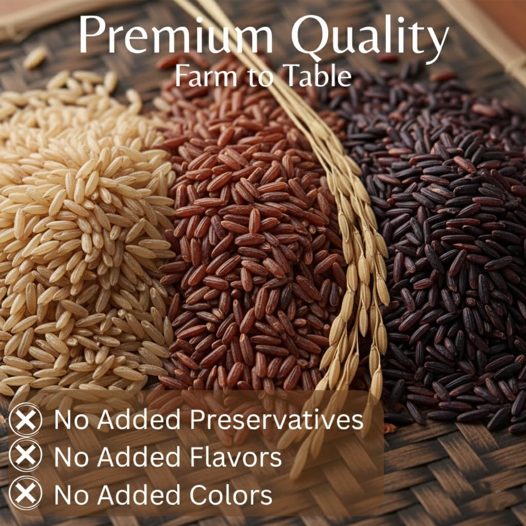 Organic Thai Jasmine Rice Gift Set | 8 Variety Packs | Brown Jasmine | Red Jasmine | Black Jasmine Riceberry |Mixed Jasmine Rice | Papa's Select by Blue Orchid Organic | 4 LB