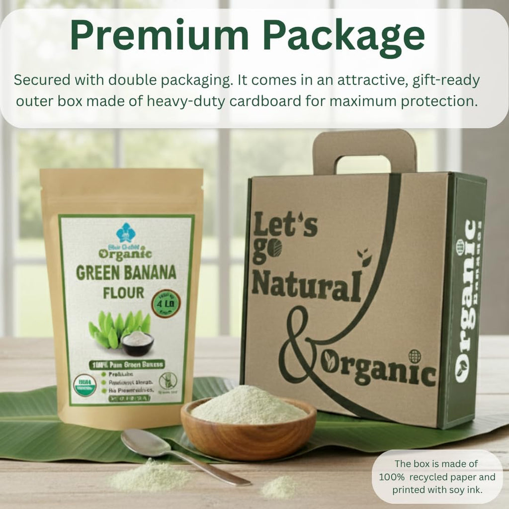 4 LB Organic Green Banana Powder - Superfood Prebiotic Resistant Starch for Smoothies - High Fiber Flour Alternative for Baking