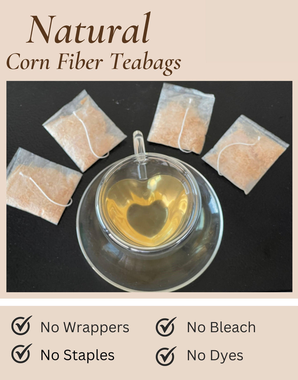 Organic Lemongrass Tea Bags - 40 Natural Corn Fiber Sachets - for Hot or Cold Drinks - Caffeine Free