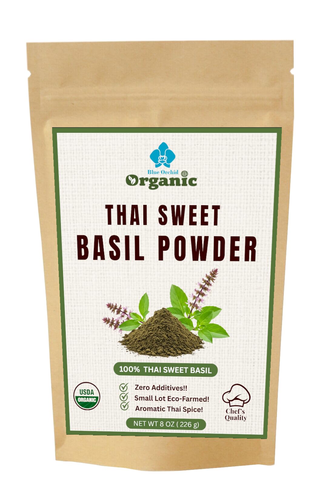 Organic Sweet Basil Powder - Premium Ground Thai Spice - Culinary Seasoning for Soups, Sauces, Pasta, and Pesto