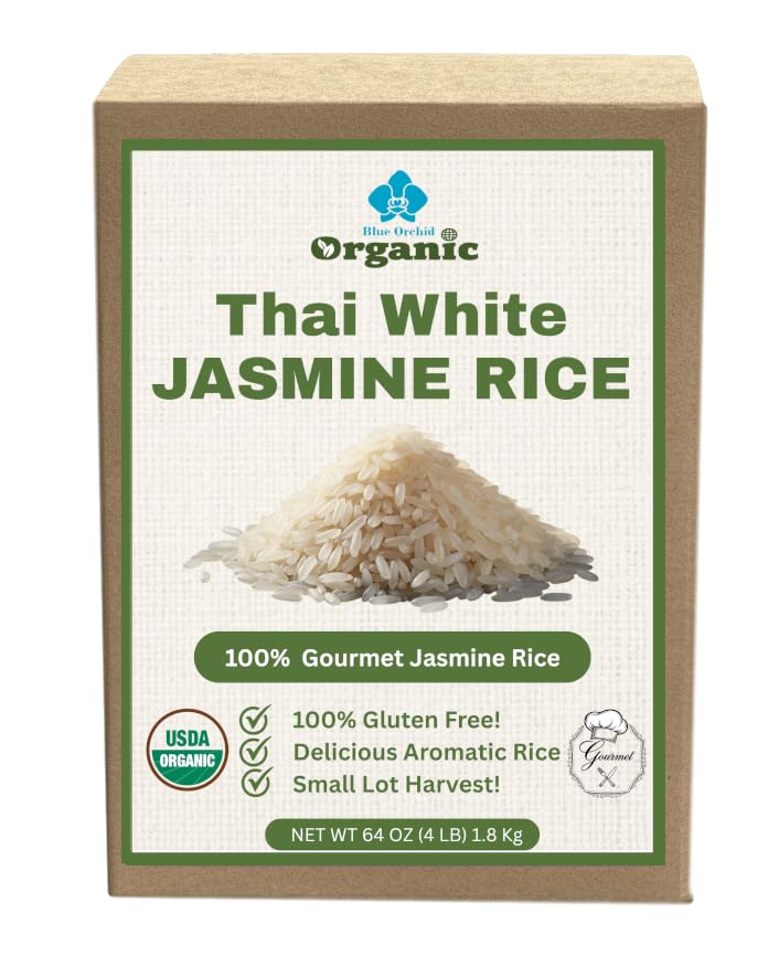 Organic Thai White Jasmine Rice | Premium Aromatic Gourmet Grain | USDA Certified Small Lot Eco-Farmed | Gluten Free