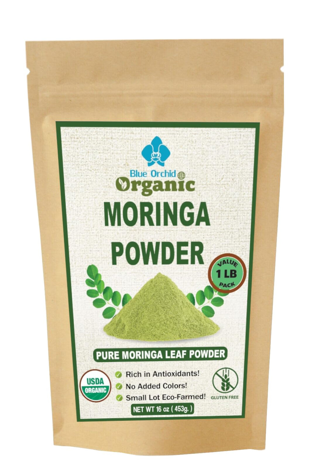Organic Moringa Powder - Raw Sun Dried Oleifera Leaf Powder - for Healthy Herbal Tea, Smoothies, Sauces, and Dips