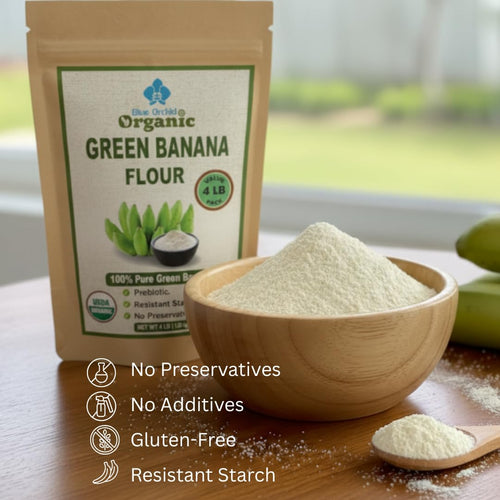 4 LB Organic Green Banana Powder - Superfood Prebiotic Resistant Starch for Smoothies - High Fiber Flour Alternative for Baking