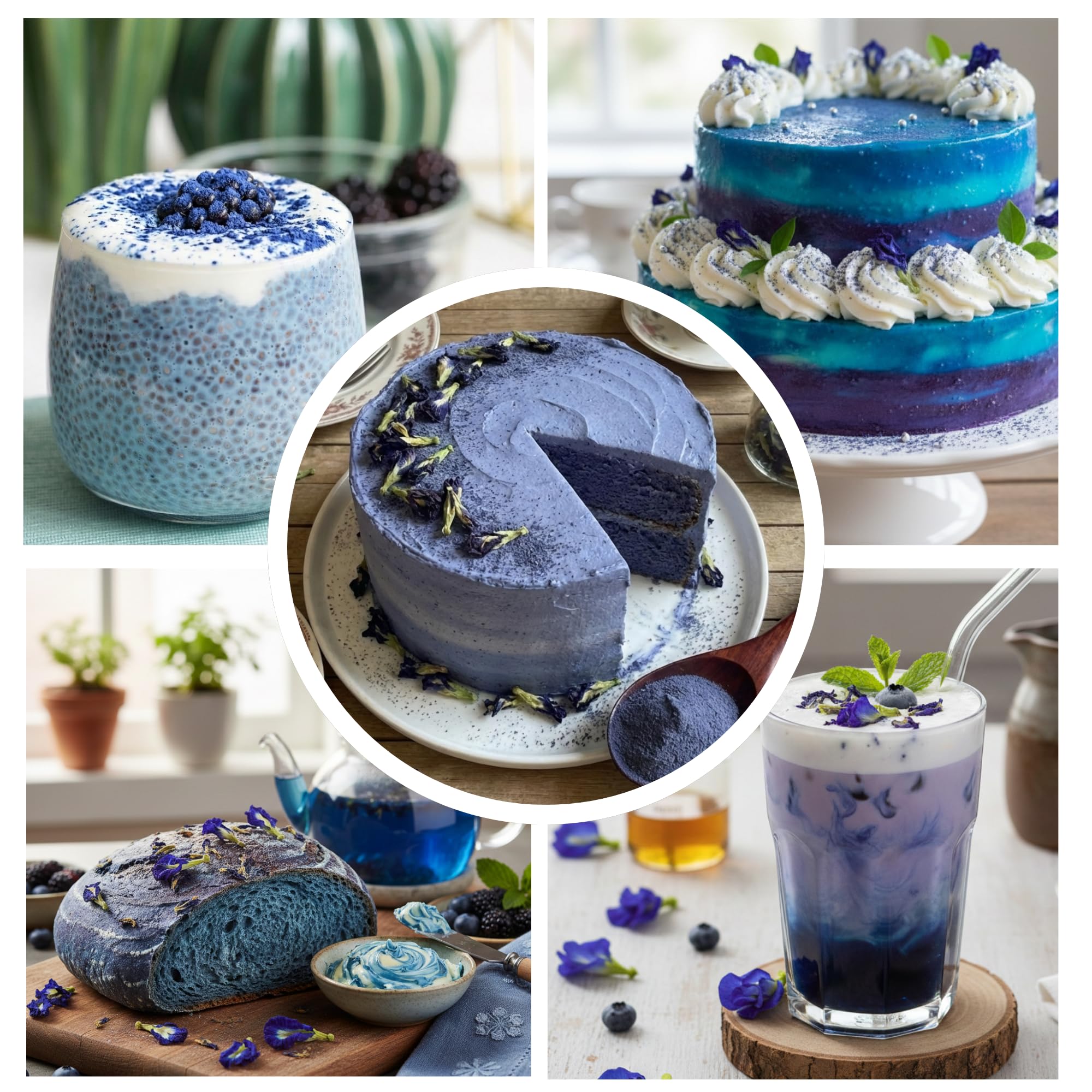 Butterfly Pea Flower Powder - Organic Blue Matcha Tea and Latte - Natural Food Coloring - 4 OZ