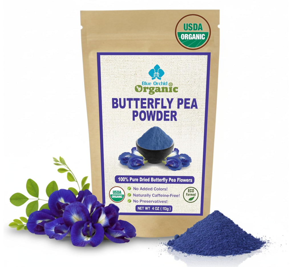 Butterfly Pea Flower Powder - Organic Blue Matcha Tea and Latte - Natural Food Coloring - 4 OZ