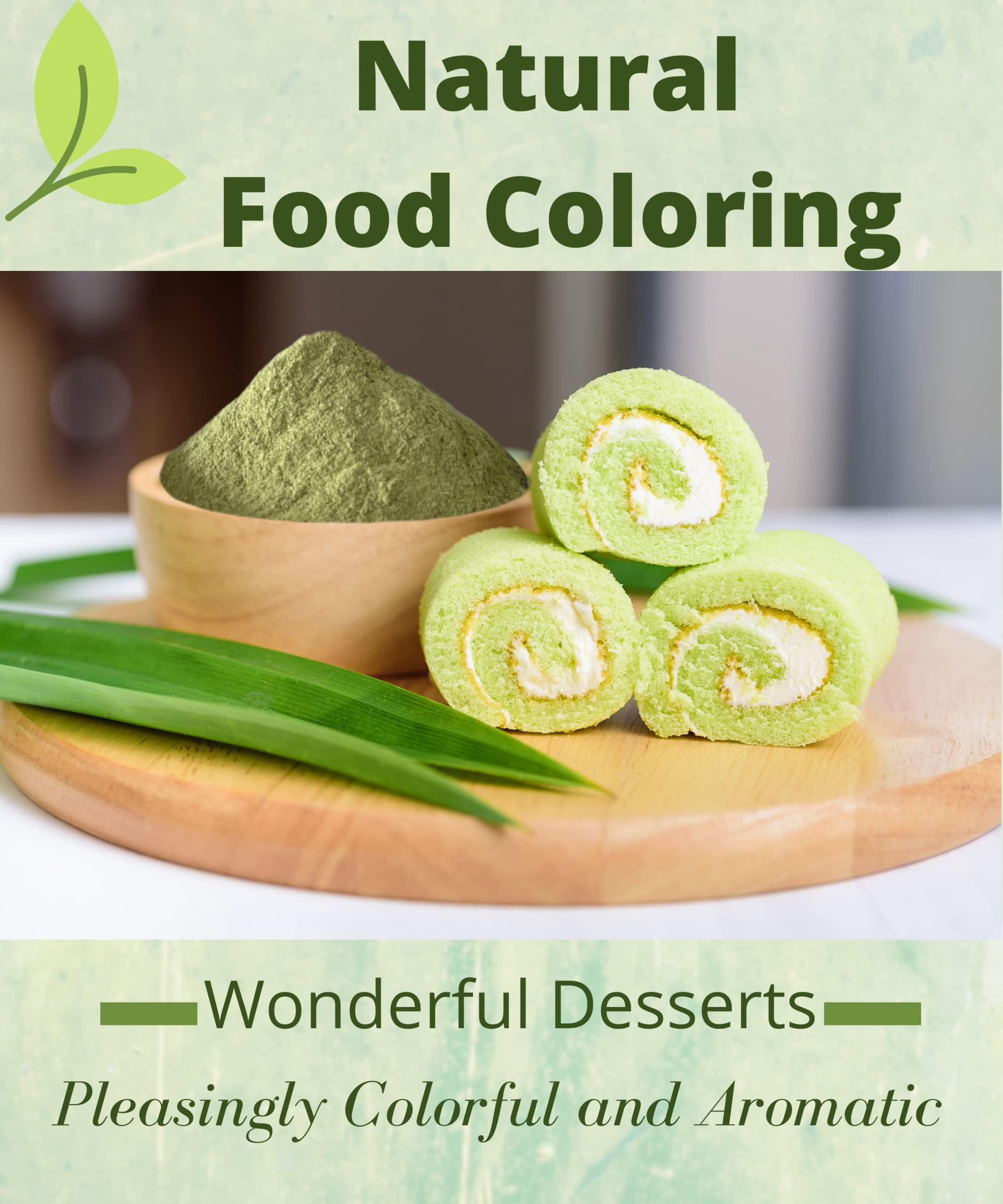 Organic Pandan Powder 4 OZ - Natural Green Food Coloring - Thai Herbal Aromatic Spice for Desserts Stews Curries Tea and Green Pandan Latte - Cut and Sifted