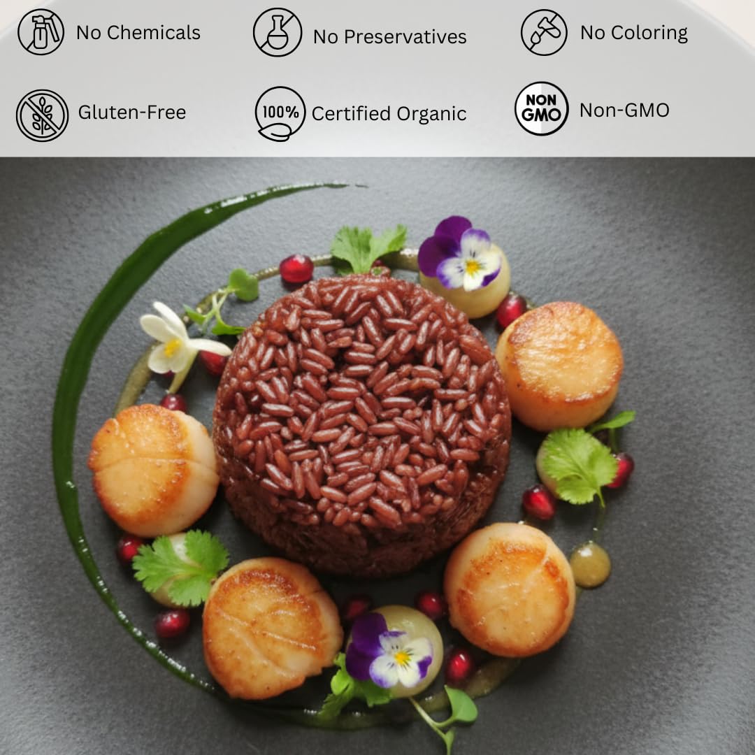 Organic Redberry Jasmine Rice | Reddish - Purple Sticky Thai Rice | Gluten Free and Preservative Free | Small Lot Farmed from Thailand