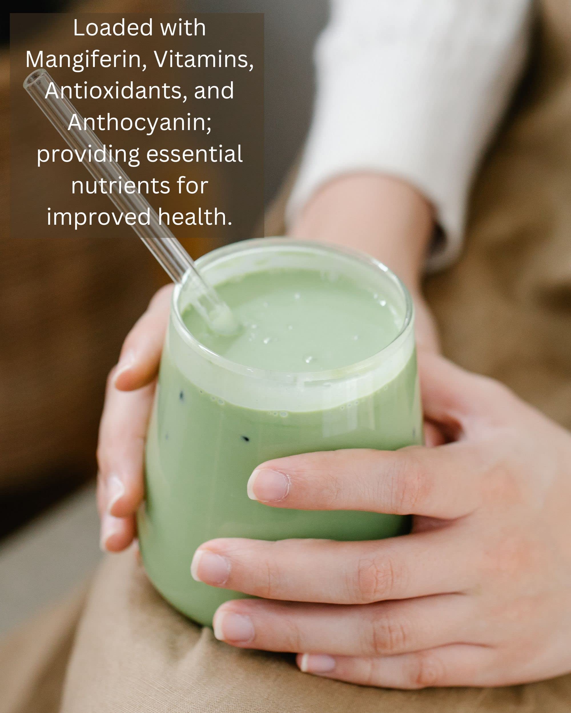 Organic Mango Leaf Powder 4 OZ - Vegan Wellness Herbal Tea Mix - Rich in Mangiferin, Vitamins, Antioxidants, and Anthocyanin