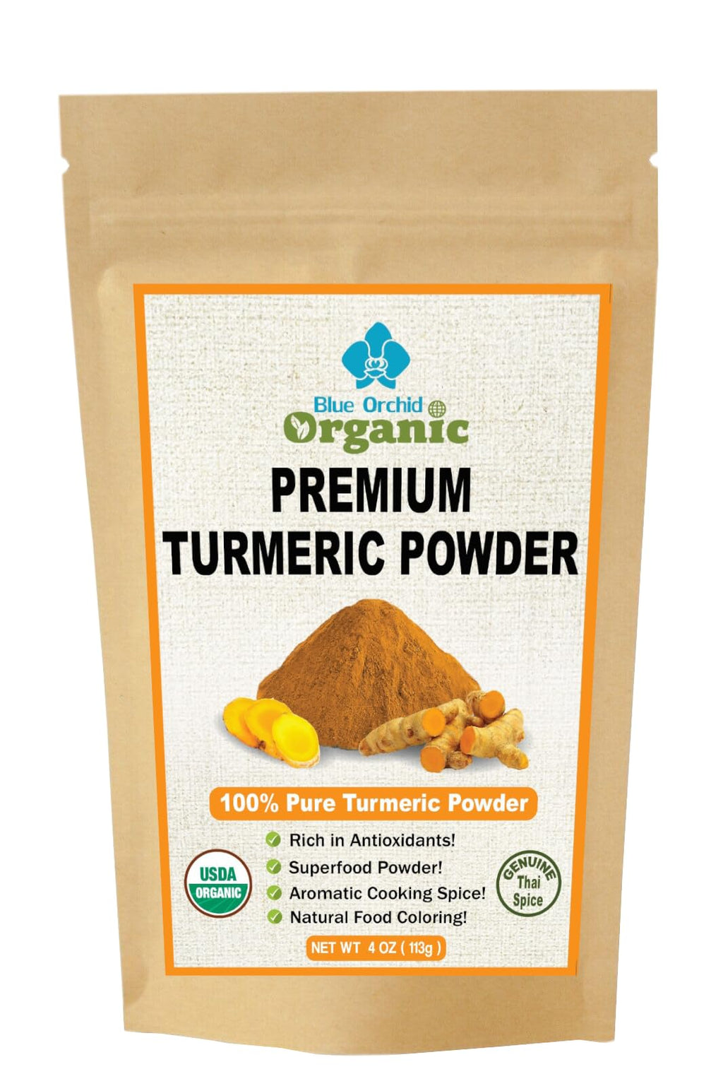 Organic Turmeric Powder - Curcumin Spice for Soups, Curries, Rice Dishes and Drinks - Non-Irradiated Gluten Free Spice from Thailand