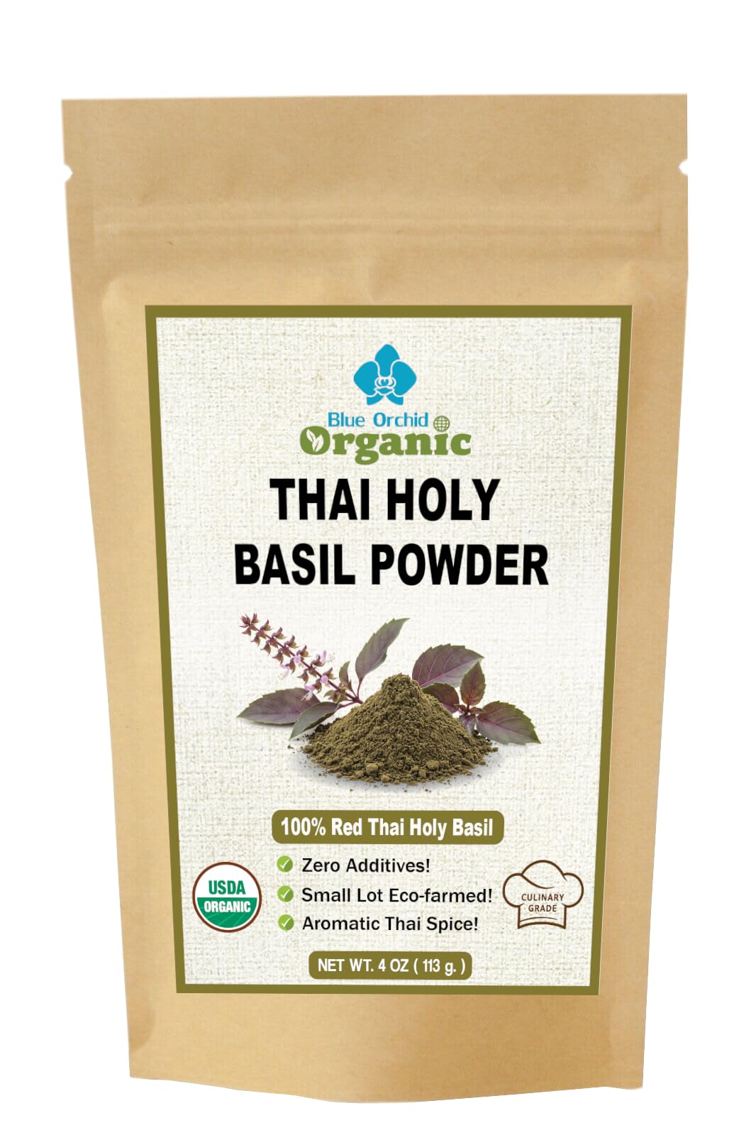 Organic Thai Holy Basil Powder 8 OZ - Premium Ground Hot Spice - Culinary Seasoning for Soups, Stir-fries, and Asian Cuisine