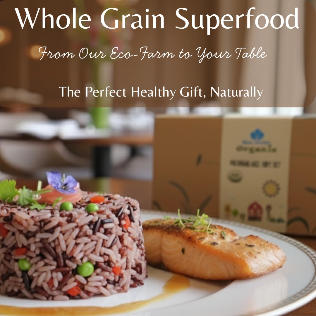 Certified Organic Thai Jasmine Rice Gift Set - Medley Rice 4 Kinds - Brown, Red, Purple Riceberry, Mixed Rice - 2 LB Eco Gift Set