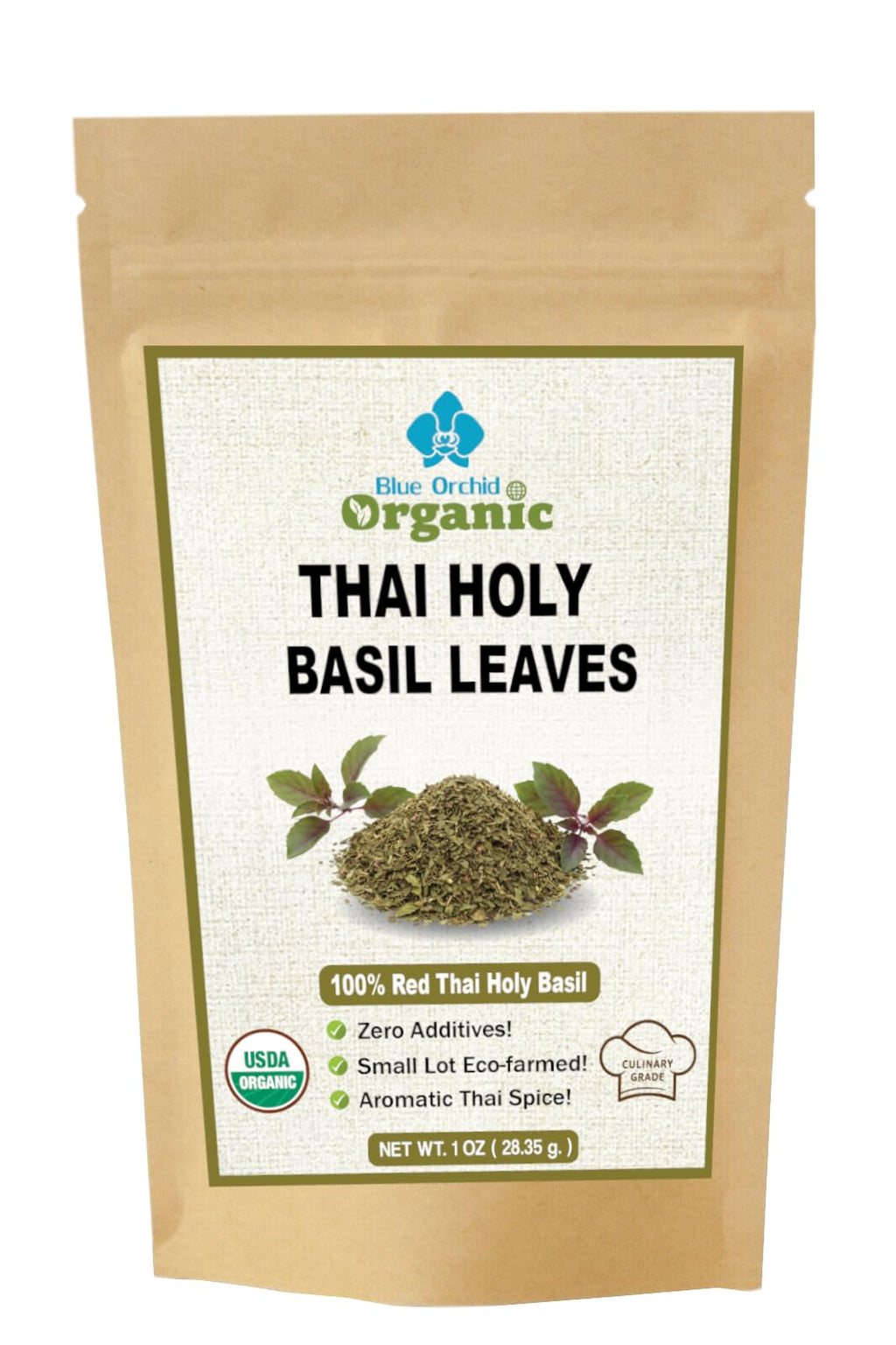 Organic Dried Thai Holy Basil Leaves 1 OZ - Hot & Aromatic - Essential Asian Cooking Herb & Spice - Perfect for Flavorful Soups, Stir-fries