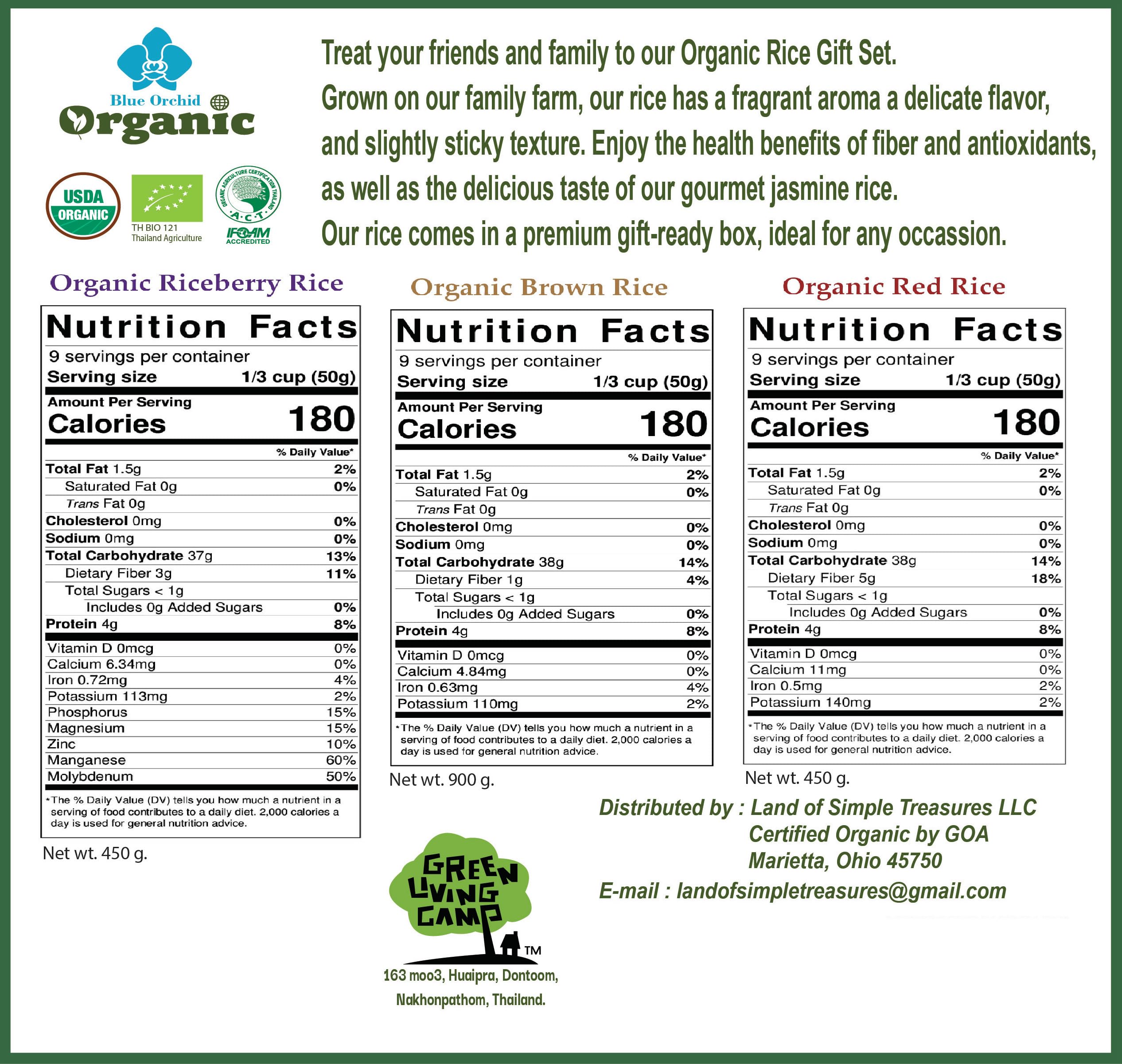 Organic Thai Jasmine Rice Gift Set | 8 Variety Packs | Brown Jasmine | Red Jasmine | Black Jasmine Riceberry |Mixed Jasmine Rice | Papa's Select by Blue Orchid Organic | 4 LB