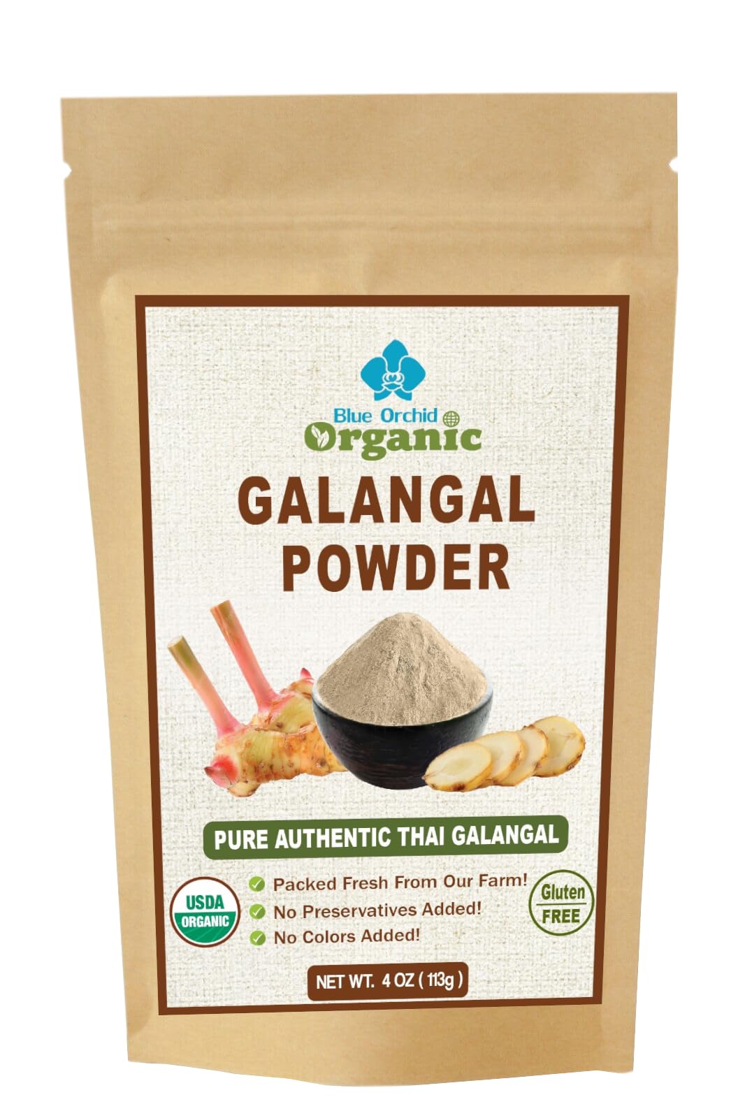 Organic Galangal Powder 4 OZ - Galanga Spice Seasoning in Asian Cooking - for Thai, Indonesian, and Malaysian Cuisine