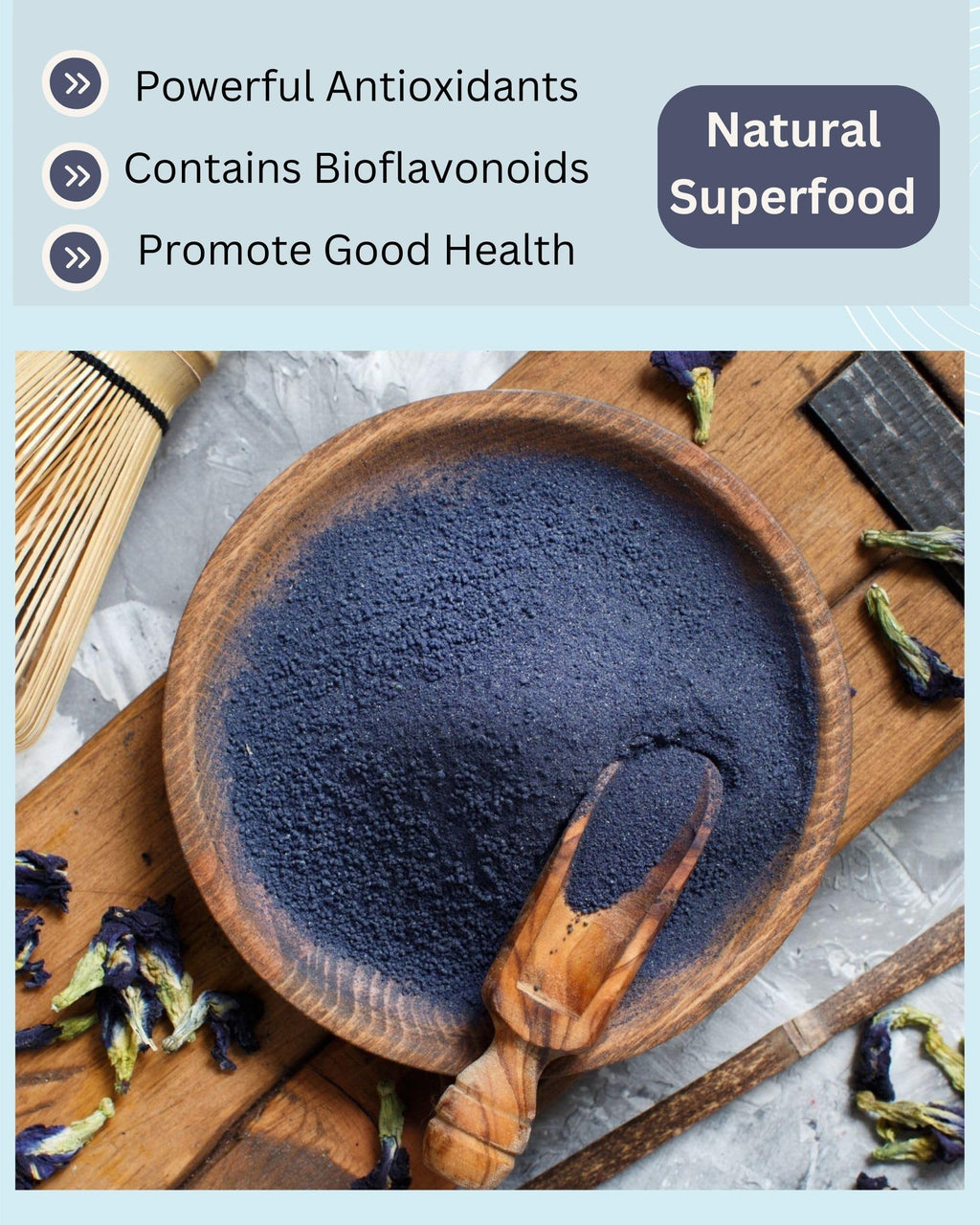 Butterfly Pea Flower Powder - Organic Blue Matcha Tea and Latte - Natural Food Coloring - 16 OZ (16 OZ)