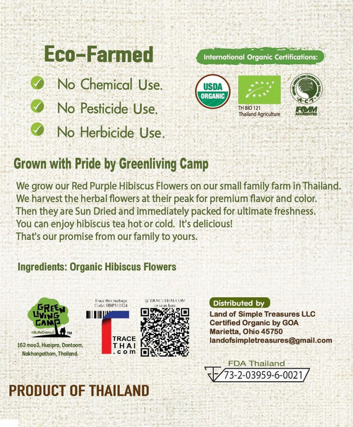 16 OZ Organic Hibiscus Flower Powder - Natural Food Coloring - Sun Dried Thai Red Purple Roselle Herb - Matcha Powder for Tea Drinks Health Beauty